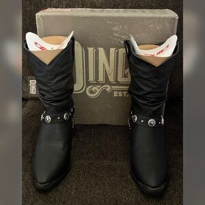Dingo Women's Olivia Style Leather Boots Black Color Size-10W